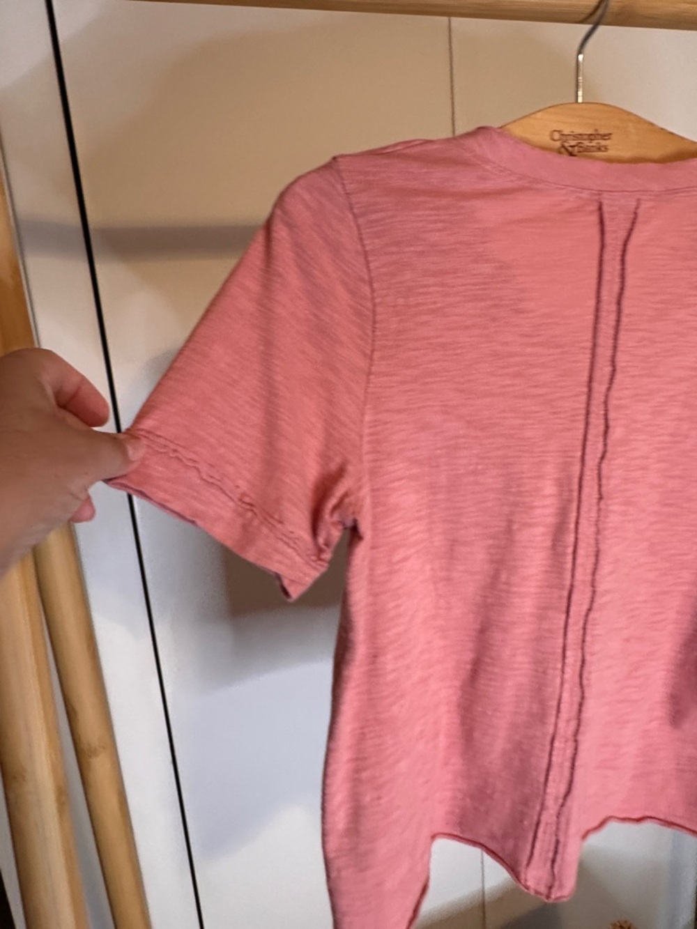 Relaxed V-Neck Short Sleeve Pocket Tee in Dusty Pink - Picture 7 of 14
